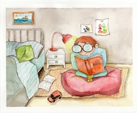 Ilustración en acuarelas y lápiz de color